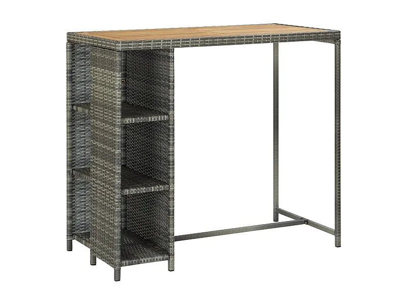 Fehmi  Ensemble de bar de jardin 5 pcs et coussins Résine tressée Gris