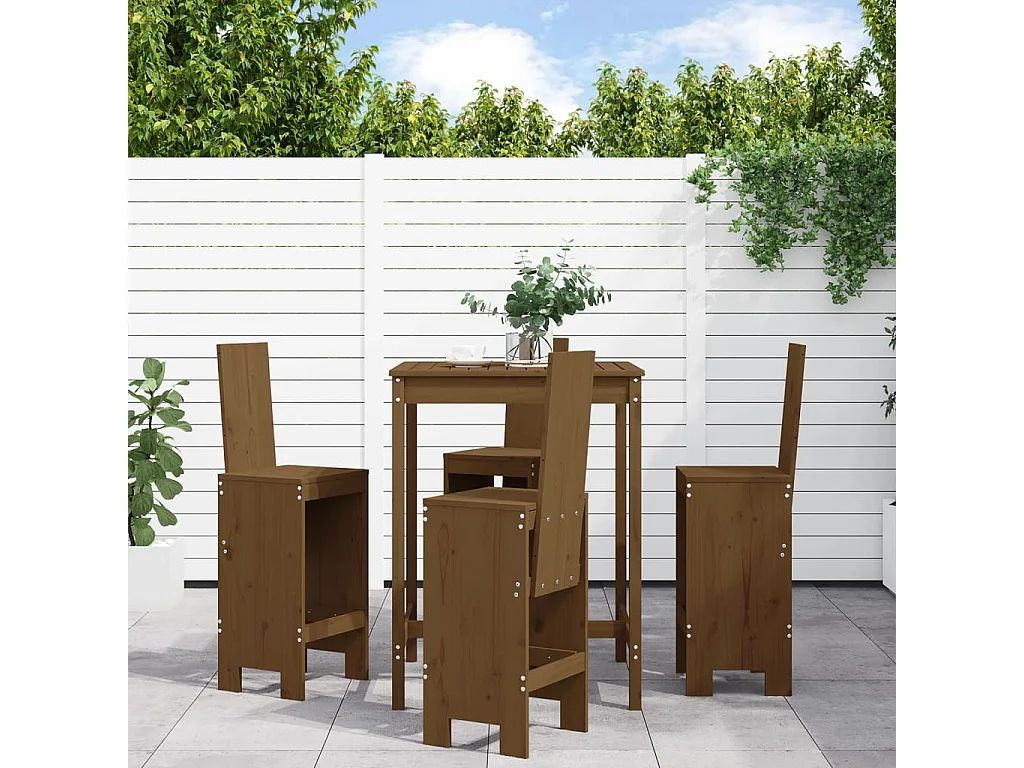 Erlin  Ensemble de bar de jardin 5 pcs marron miel bois de pin massif