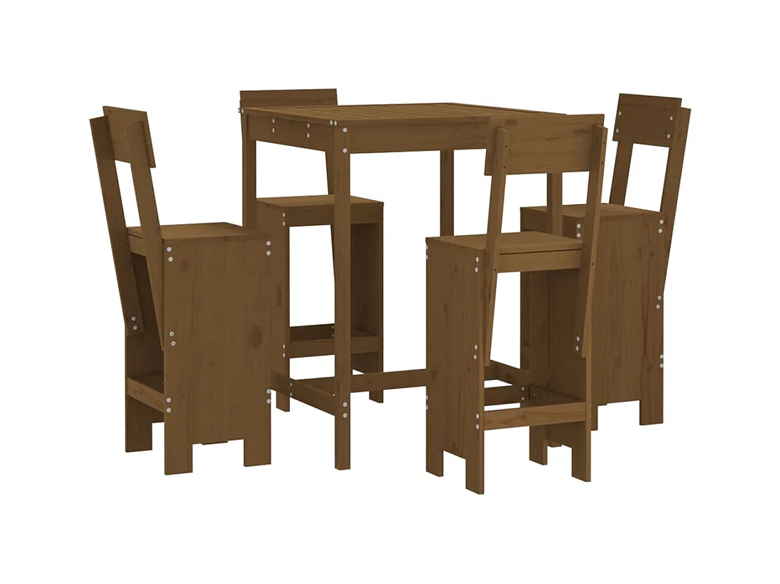 Lise Marie  Ensemble de bar de jardin 5 pcs marron miel bois de pin massif