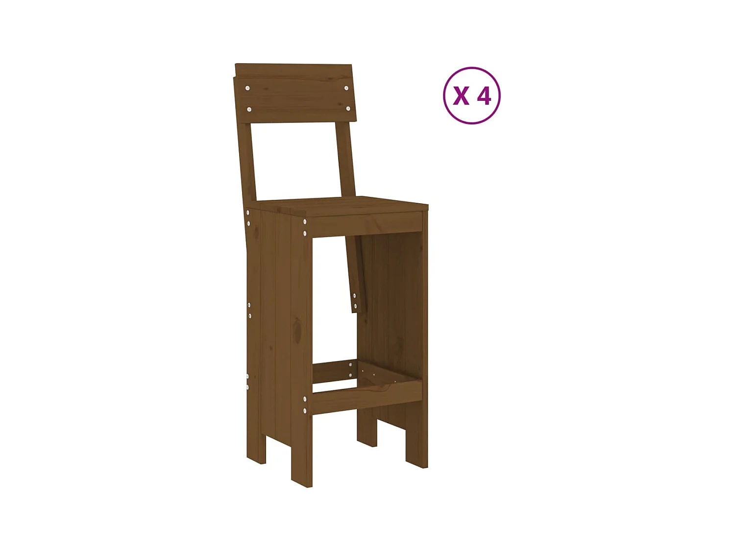 Lise Marie  Ensemble de bar de jardin 5 pcs marron miel bois de pin massif