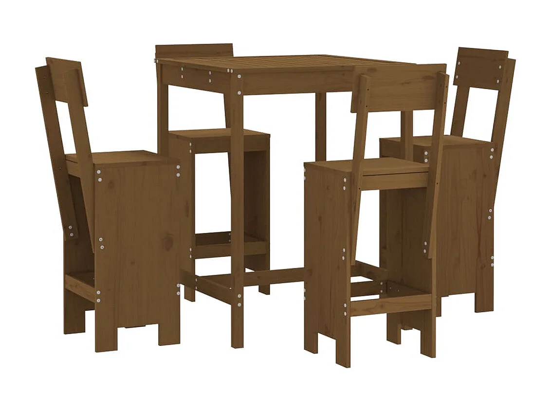 Lise Marie  Ensemble de bar de jardin 5 pcs marron miel bois de pin massif