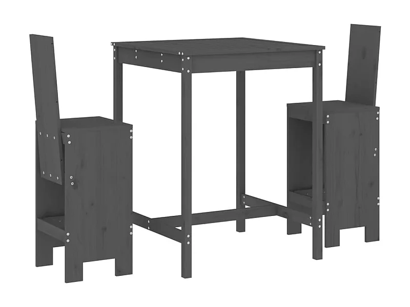 Kelvor  Ensemble de bar de jardin 3 pcs gris bois de pin massif