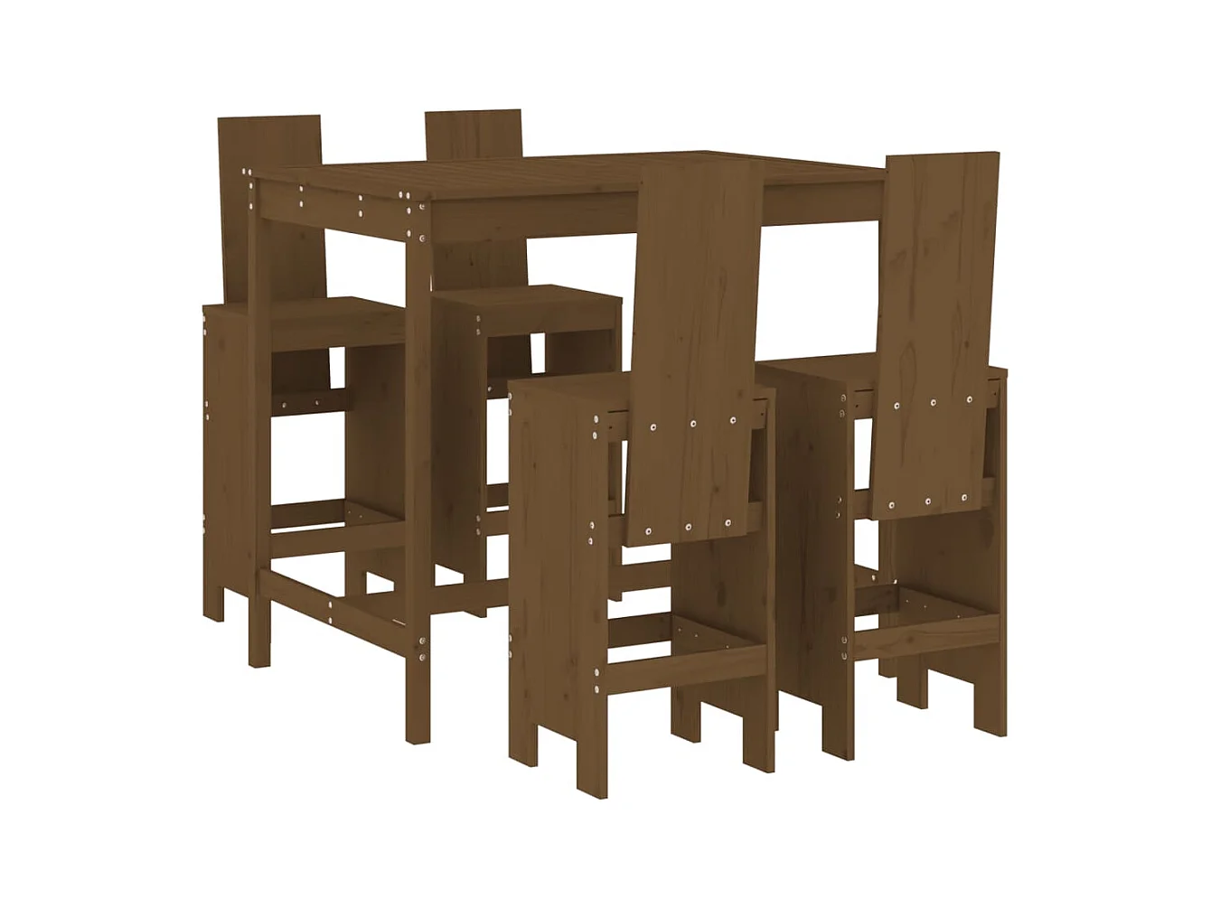 Yrave  Ensemble de bar de jardin 5 pcs marron miel bois de pin massif