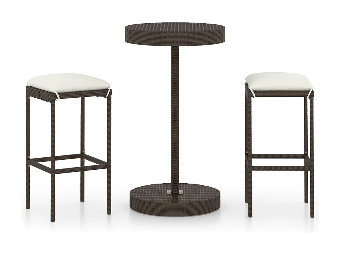 Kaden Lee  Ensemble de bar de jardin 3pcs coussins Résine tressée Marron