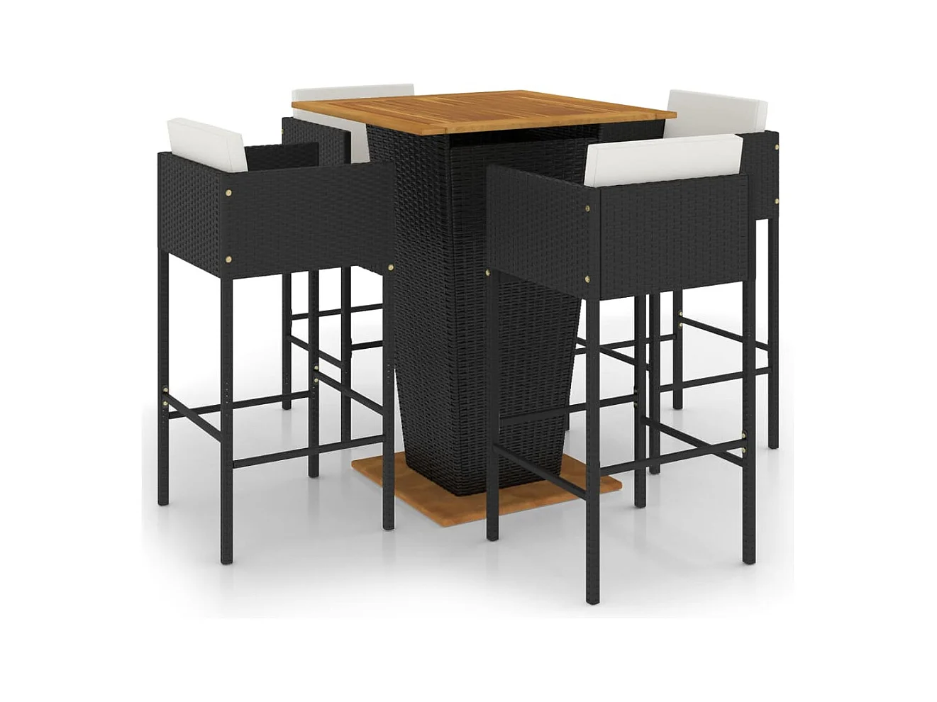 Fairlawn  Ensemble de bar de jardin 5 pcs et coussins Résine tressée Noir