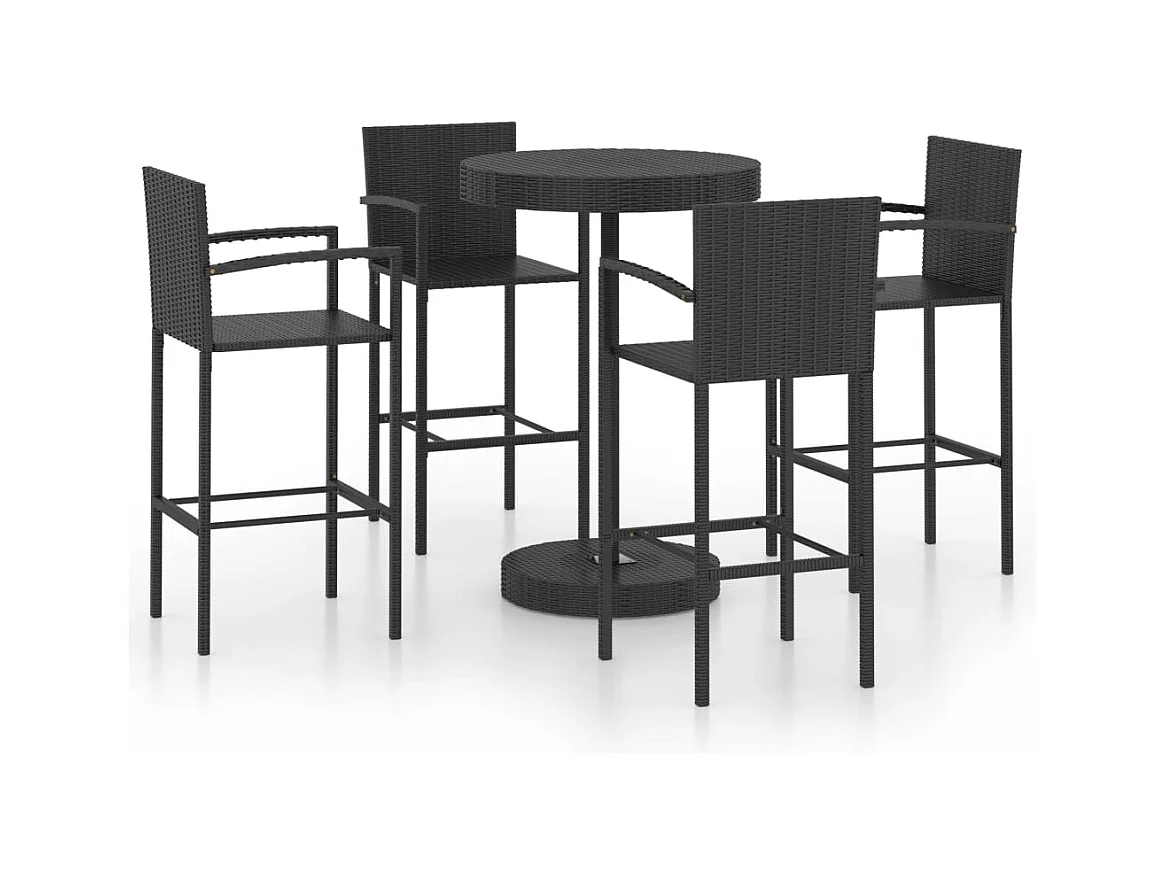 San Clemente  Ensemble de bar de jardin 5 pcs Résine tressée Noir