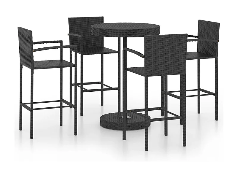 San Clemente  Ensemble de bar de jardin 5 pcs Résine tressée Noir