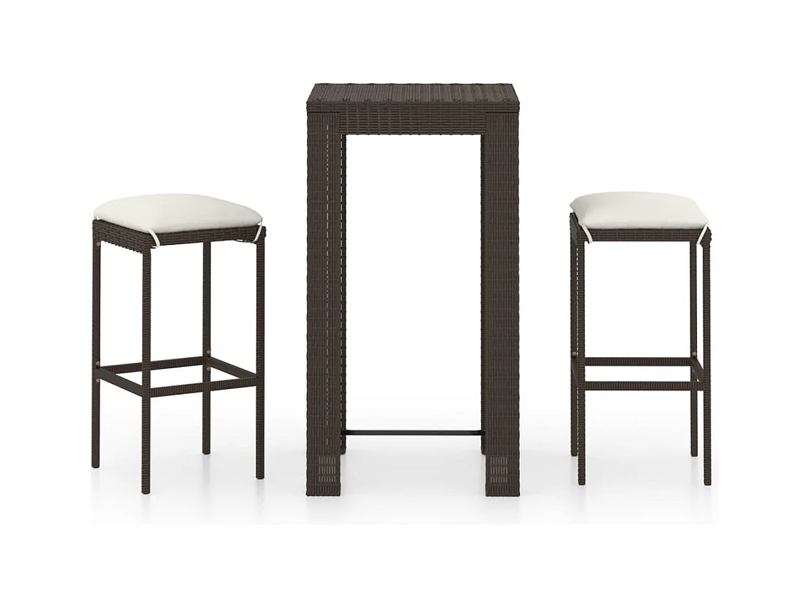 Elisah  Ensemble de bar de jardin 3 pcs coussins Résine tressée Marron