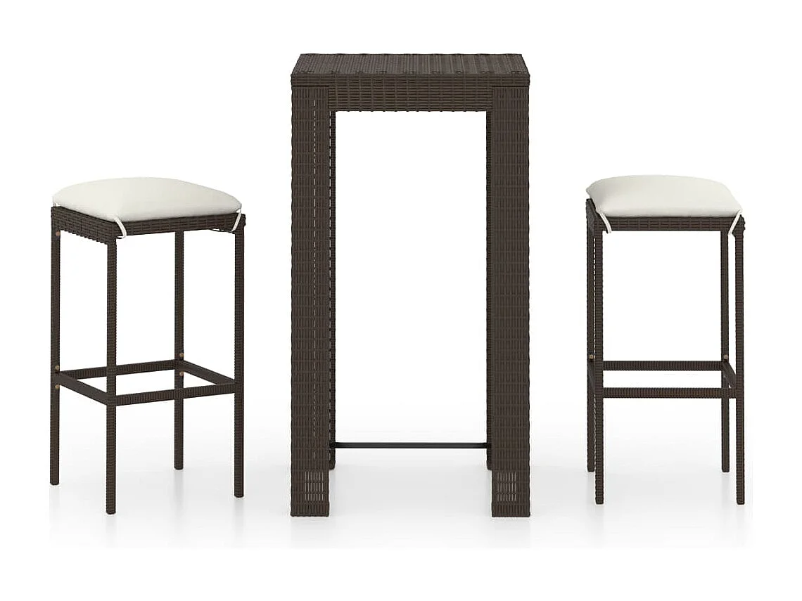 Elisah  Ensemble de bar de jardin 3 pcs coussins Résine tressée Marron