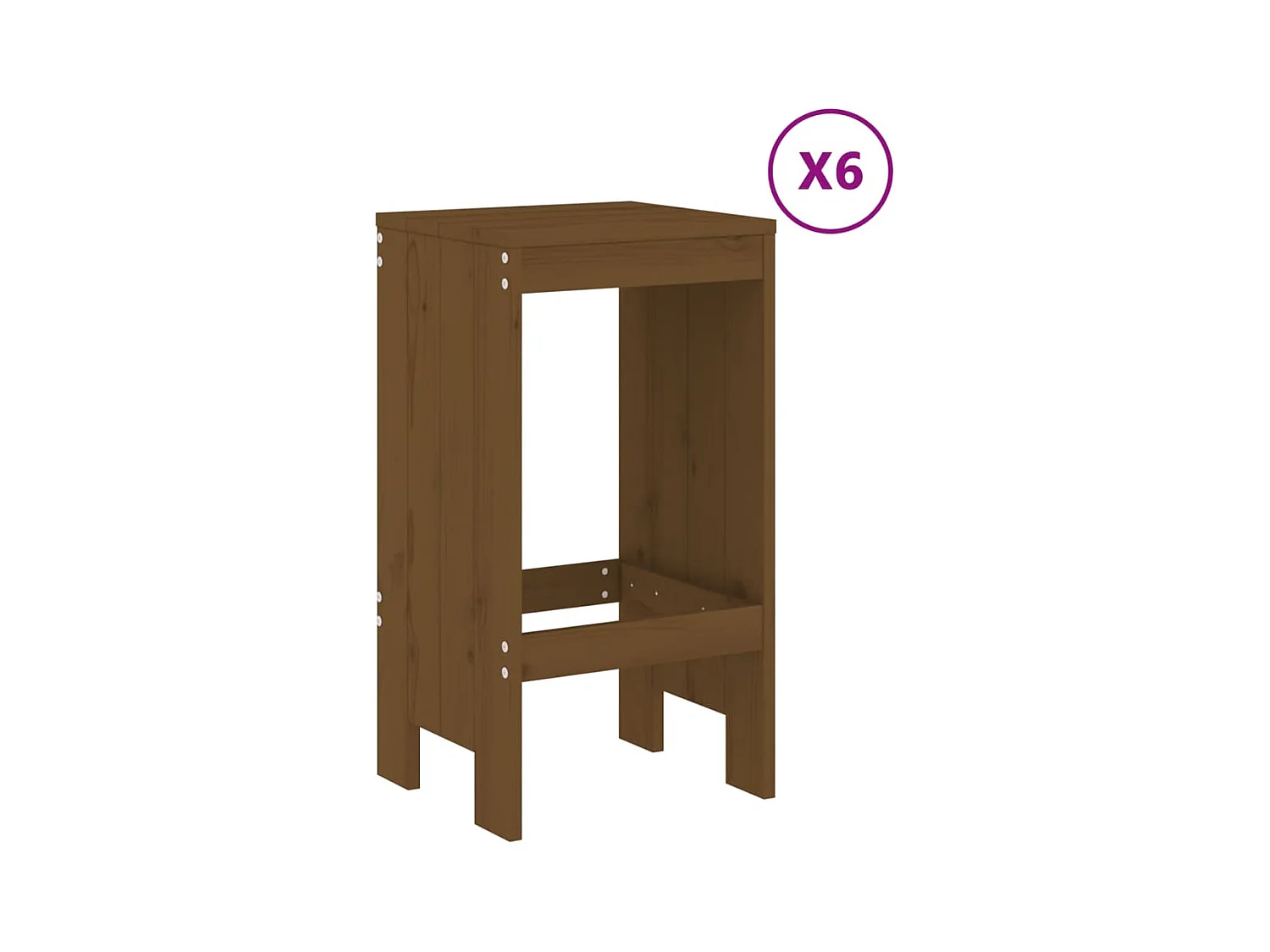 Hakim  Ensemble de bar de jardin 7 pcs marron miel bois de pin massif