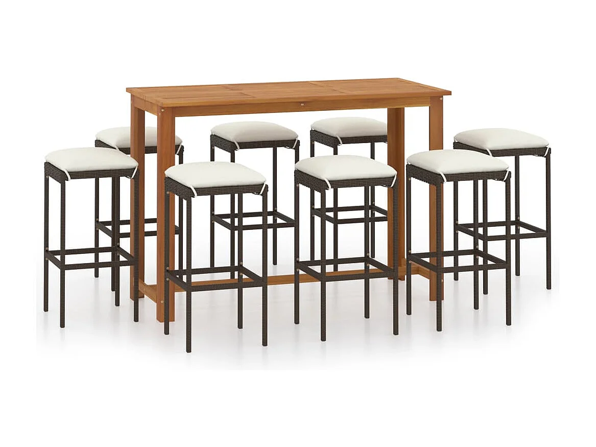 Johns Creek  Ensemble de bar de jardin avec coussins 9 pcs Noir