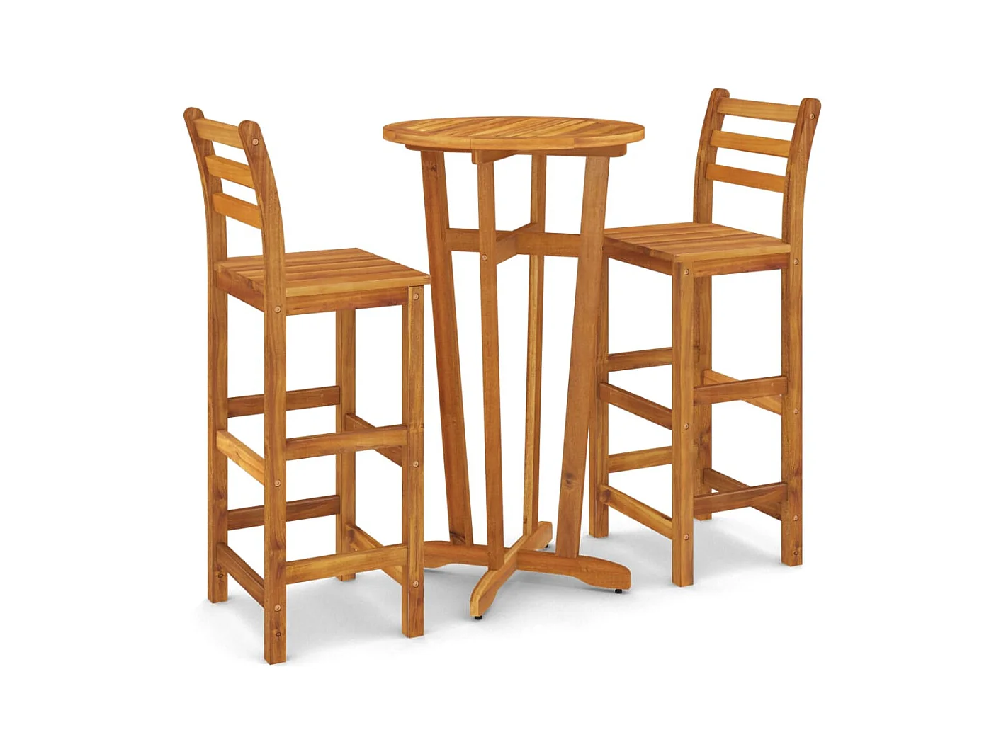 Frylda  Mesa y taburetes altos de jardín 3 pzas madera maciza acacia
