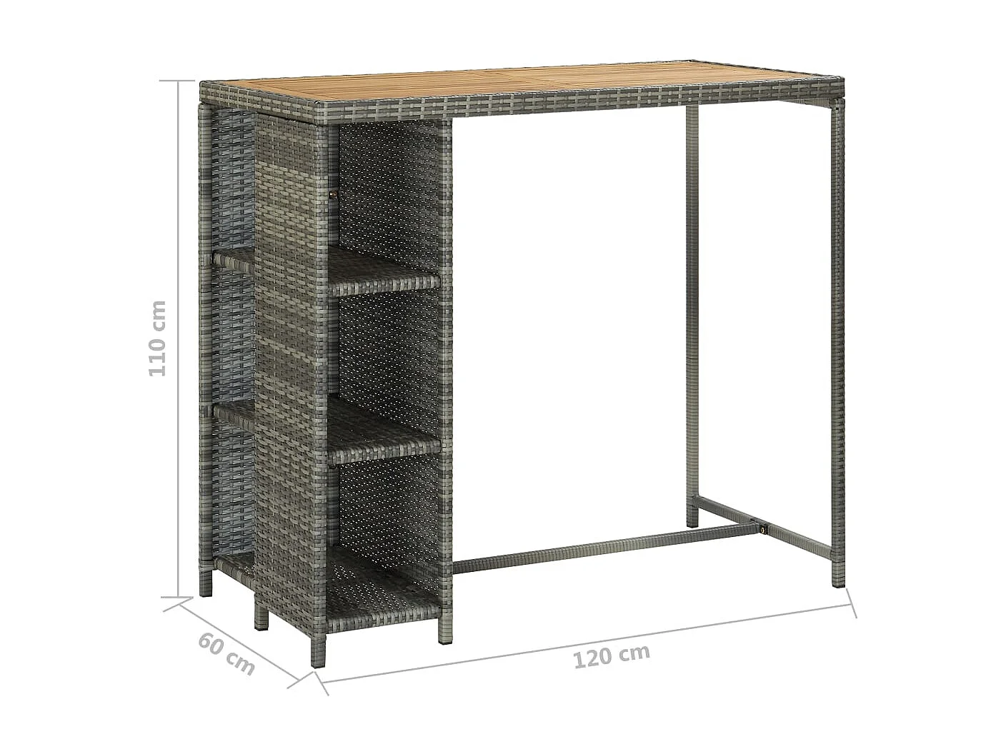 Henry Douglas  Ensemble de bar de jardin 5 pcs et coussins Résine tressée Gris