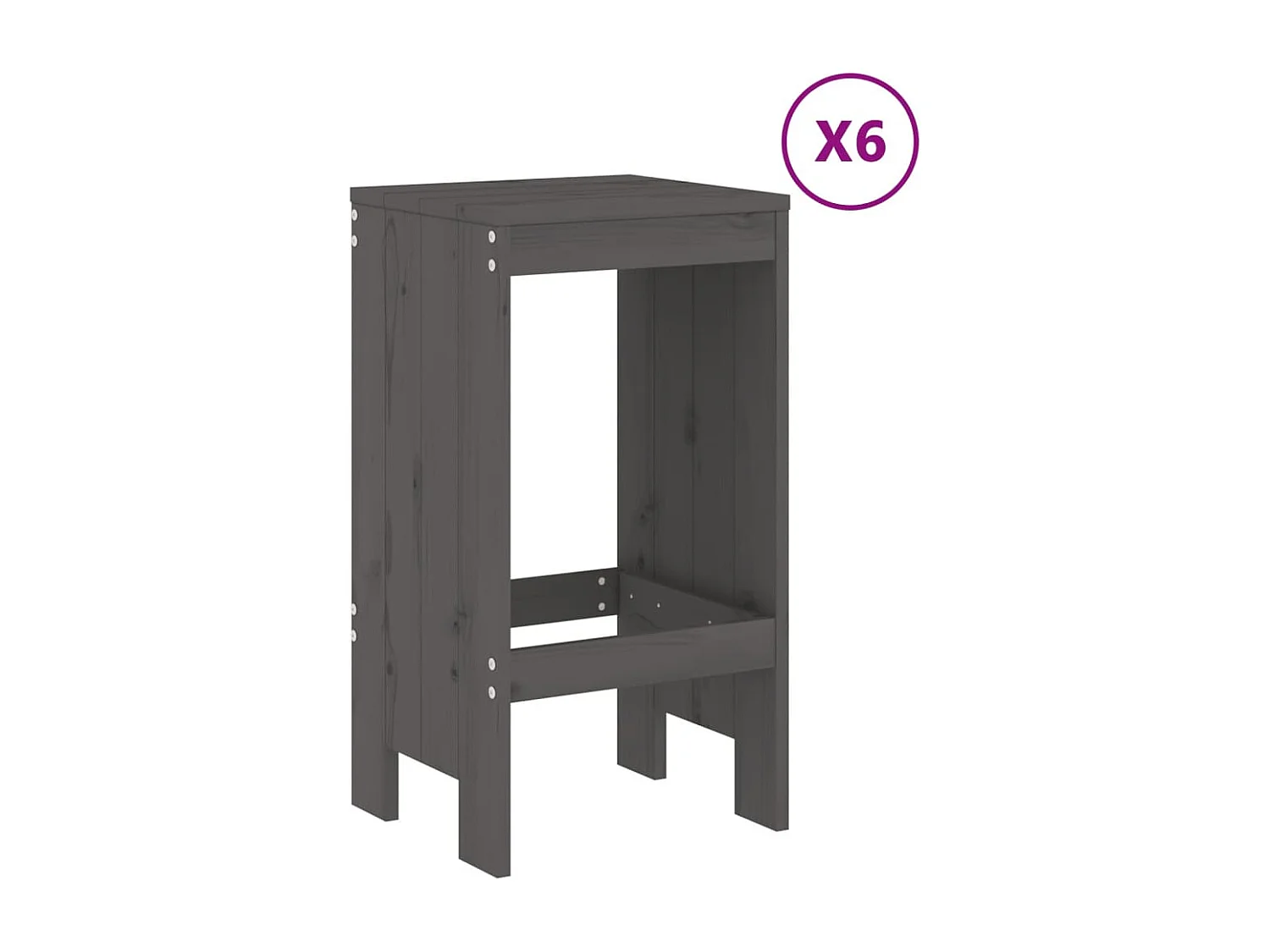 Hakim  Ensemble de bar de jardin 7 pcs gris bois de pin massif