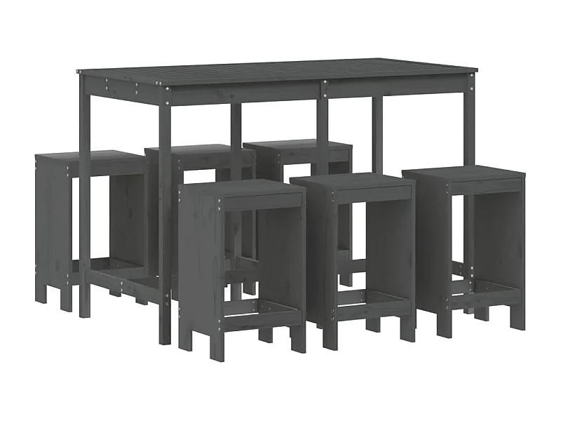 Hakim  Ensemble de bar de jardin 7 pcs gris bois de pin massif