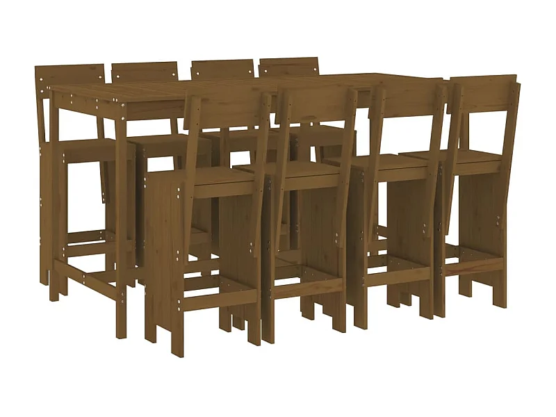 Henri-Gabriel  9-delige Tuinbarset massief grenenhout honingbruin