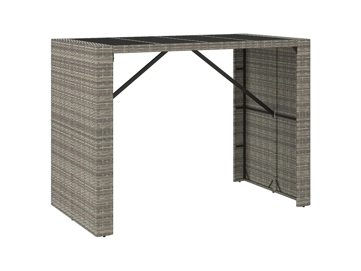 Vjorn  Ensemble de bar de jardin 5 pcs avec coussins gris poly rotin