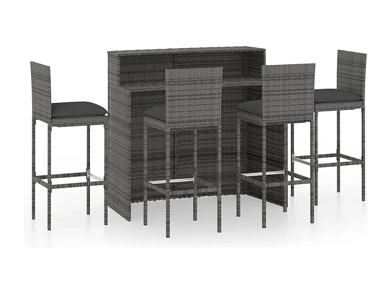 Fortunato  Ensemble de bar de jardin avec coussins 5 pcs Gris