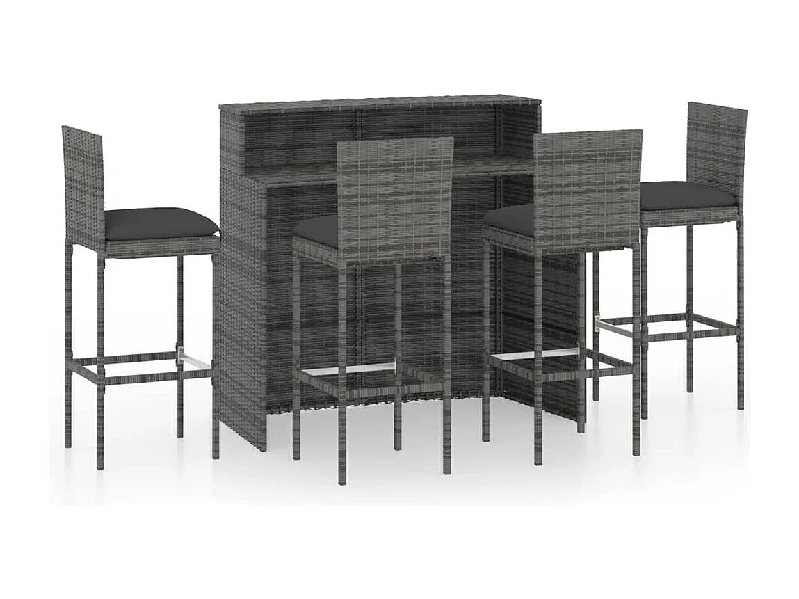 Fortunato  Ensemble de bar de jardin avec coussins 5 pcs Gris