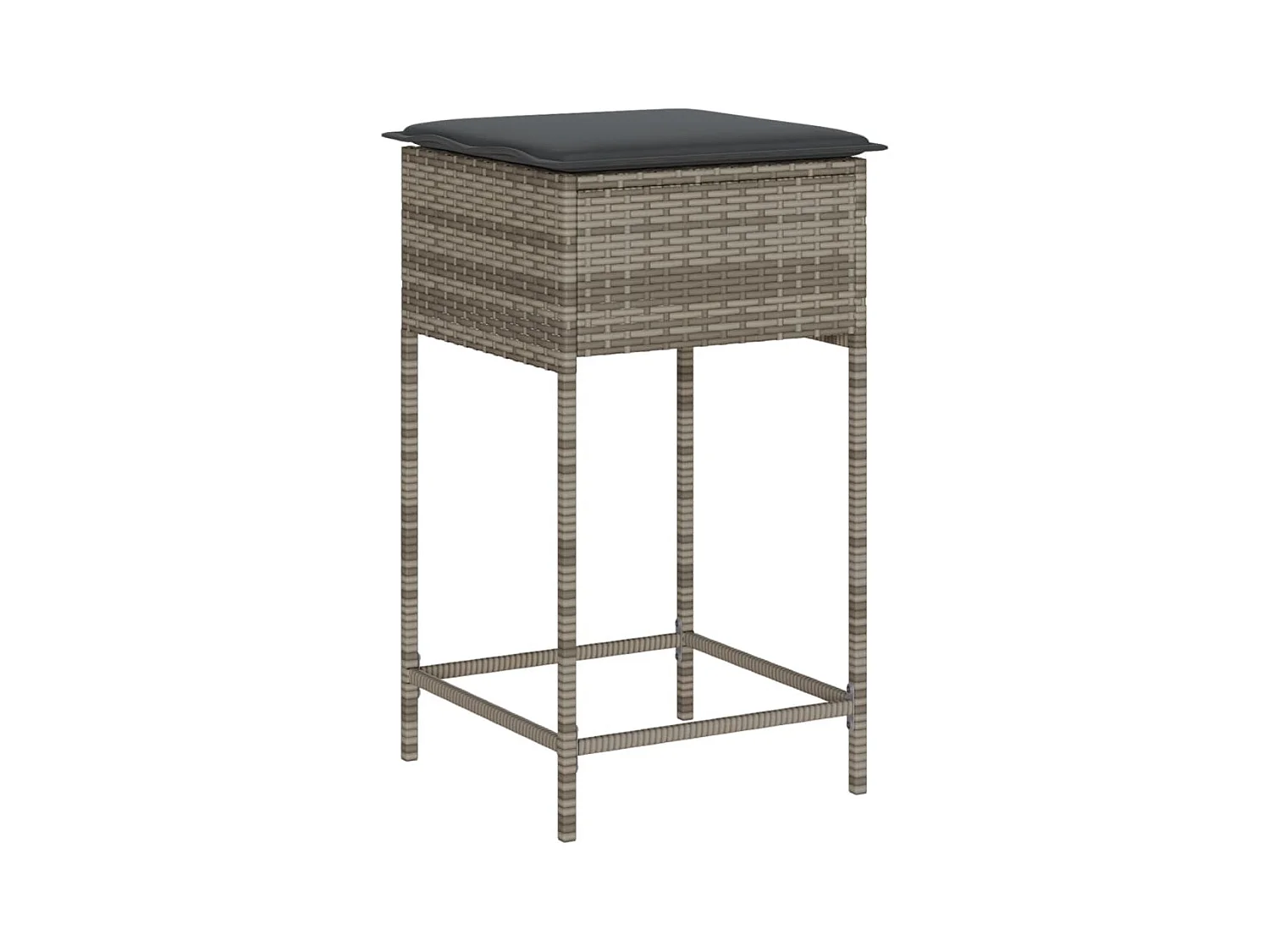 Kella  Ensemble de bar de jardin 3 pcs et coussins gris résine tressée