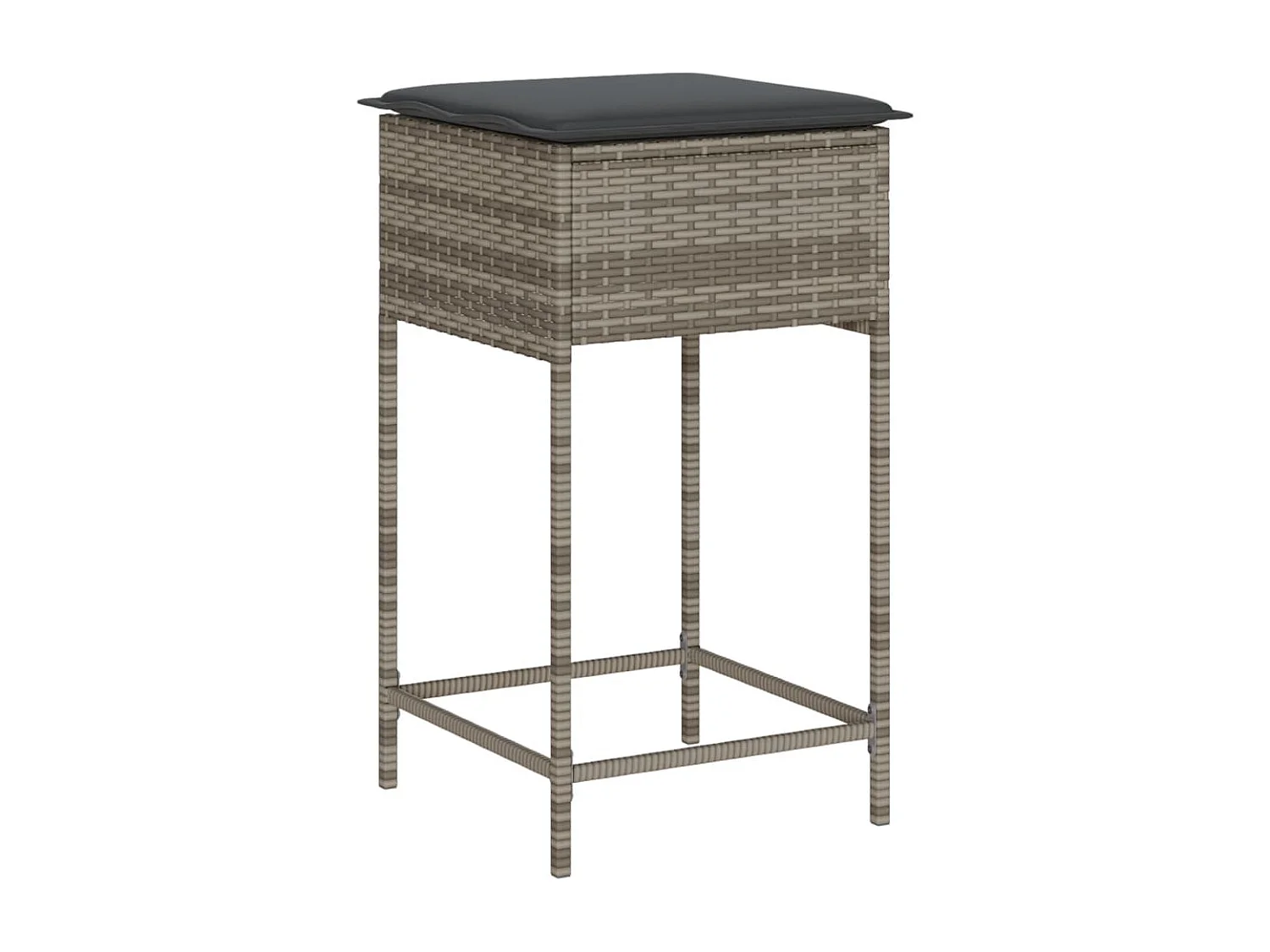 Kella  Ensemble de bar de jardin 3 pcs et coussins gris résine tressée