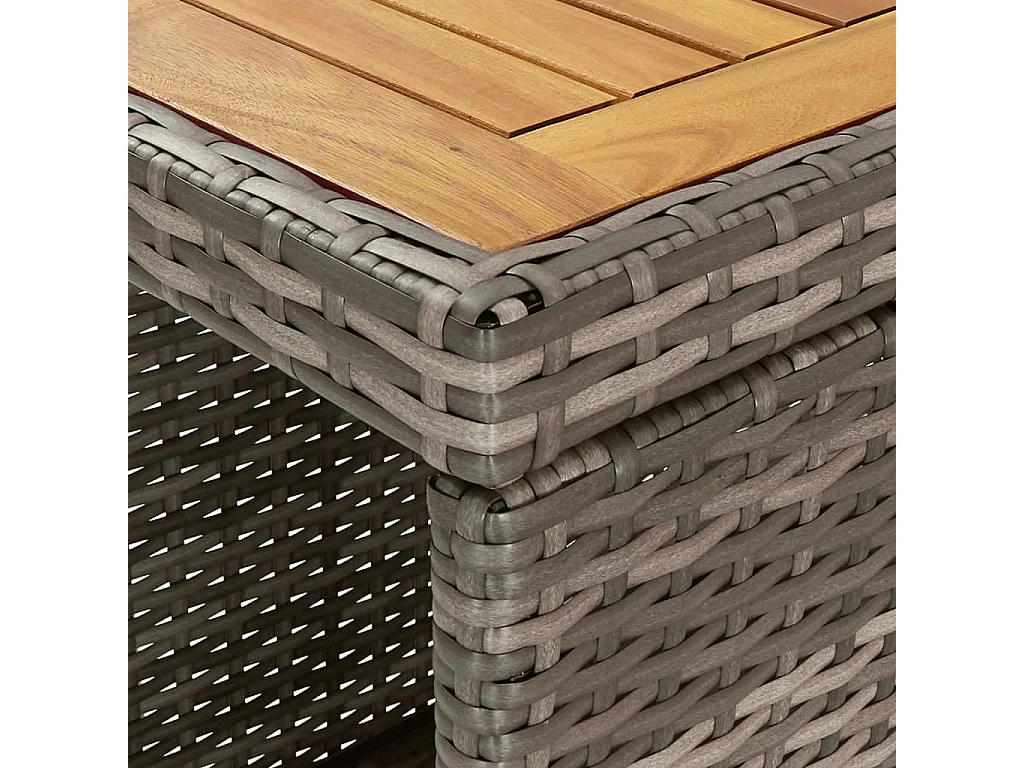 Kella  Ensemble de bar de jardin 3 pcs et coussins gris résine tressée