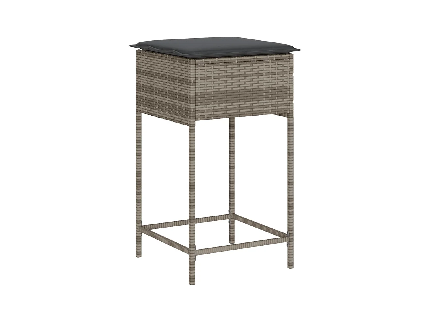 Hoboken  Ensemble de bar de jardin 3 pcs et coussins gris résine tressée