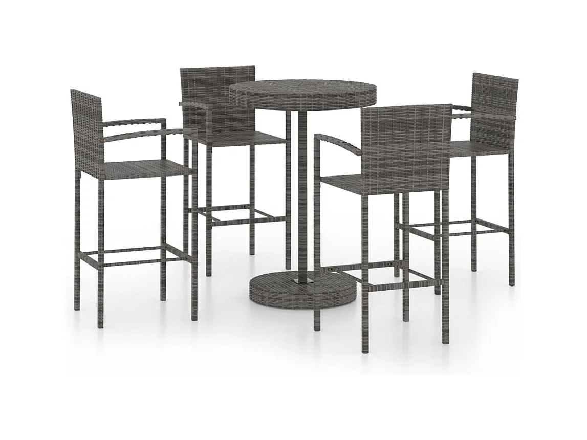 San Clemente  Ensemble de bar de jardin 5 pcs Résine tressée Gris