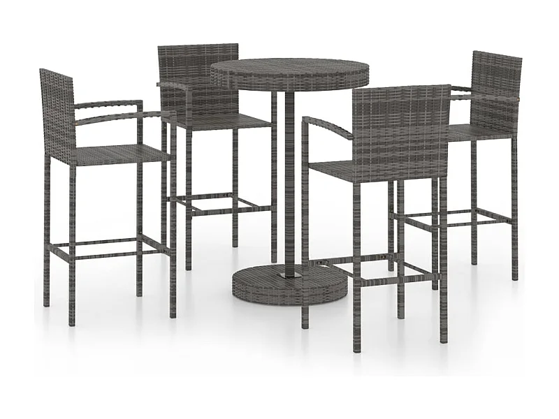 San Clemente  Ensemble de bar de jardin 5 pcs Résine tressée Gris