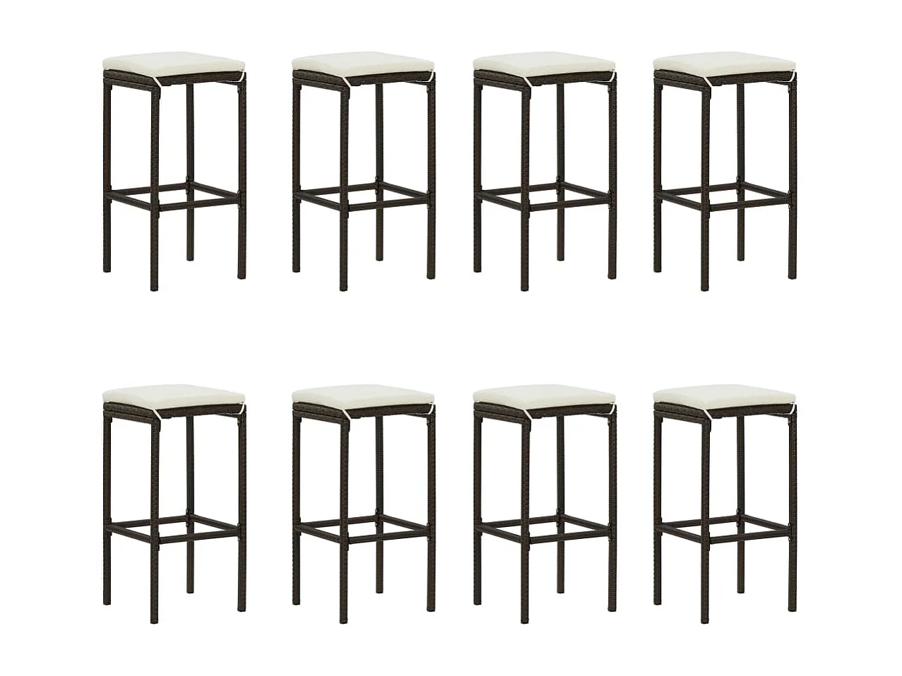 Elisah  Ensemble de bar de jardin 9 pcs coussins Résine tressée Marron