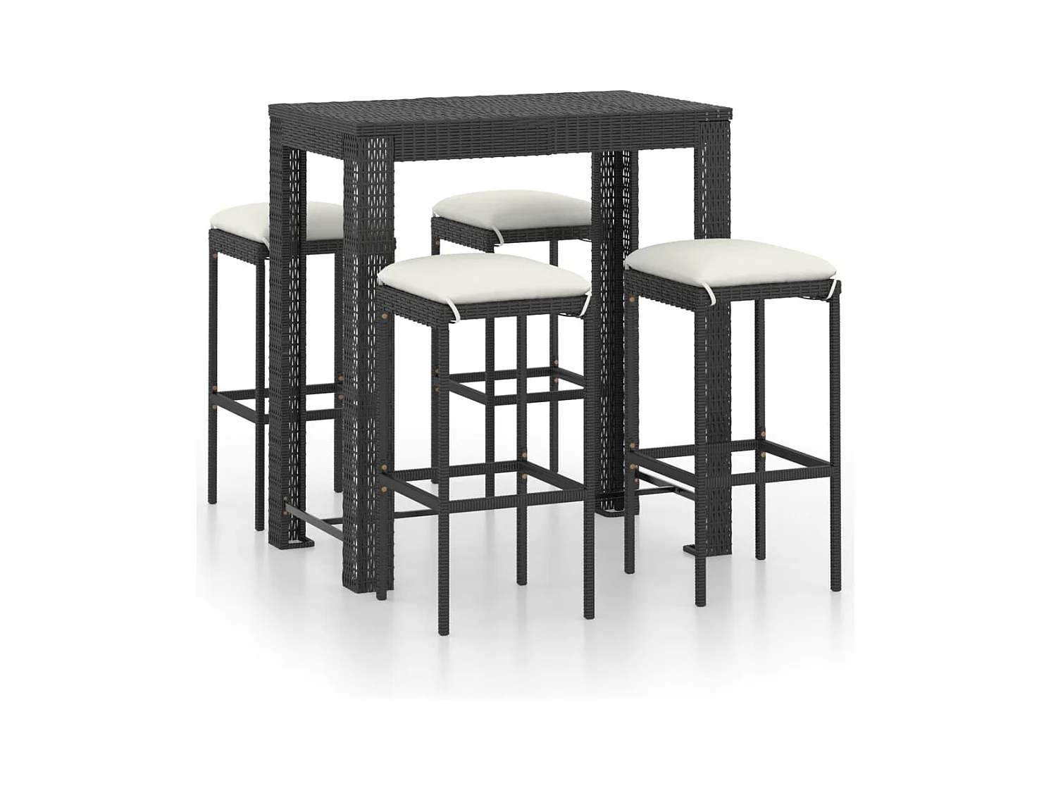 Elisah  Ensemble de bar de jardin 5 pcs et coussins Résine tressée Noir