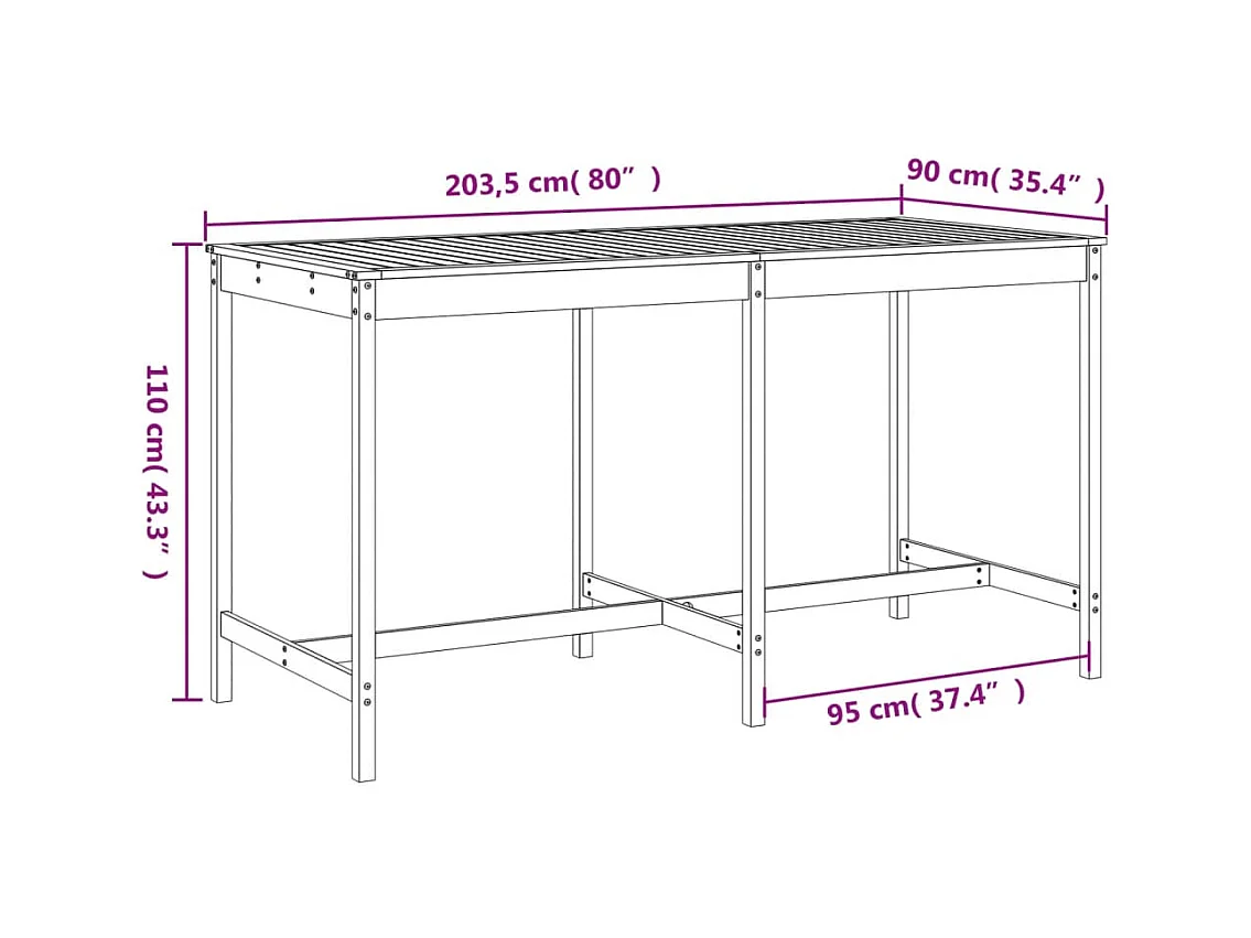 Lucien-Joseph-René  9-delige Tuinbarset massief grenenhout grijs