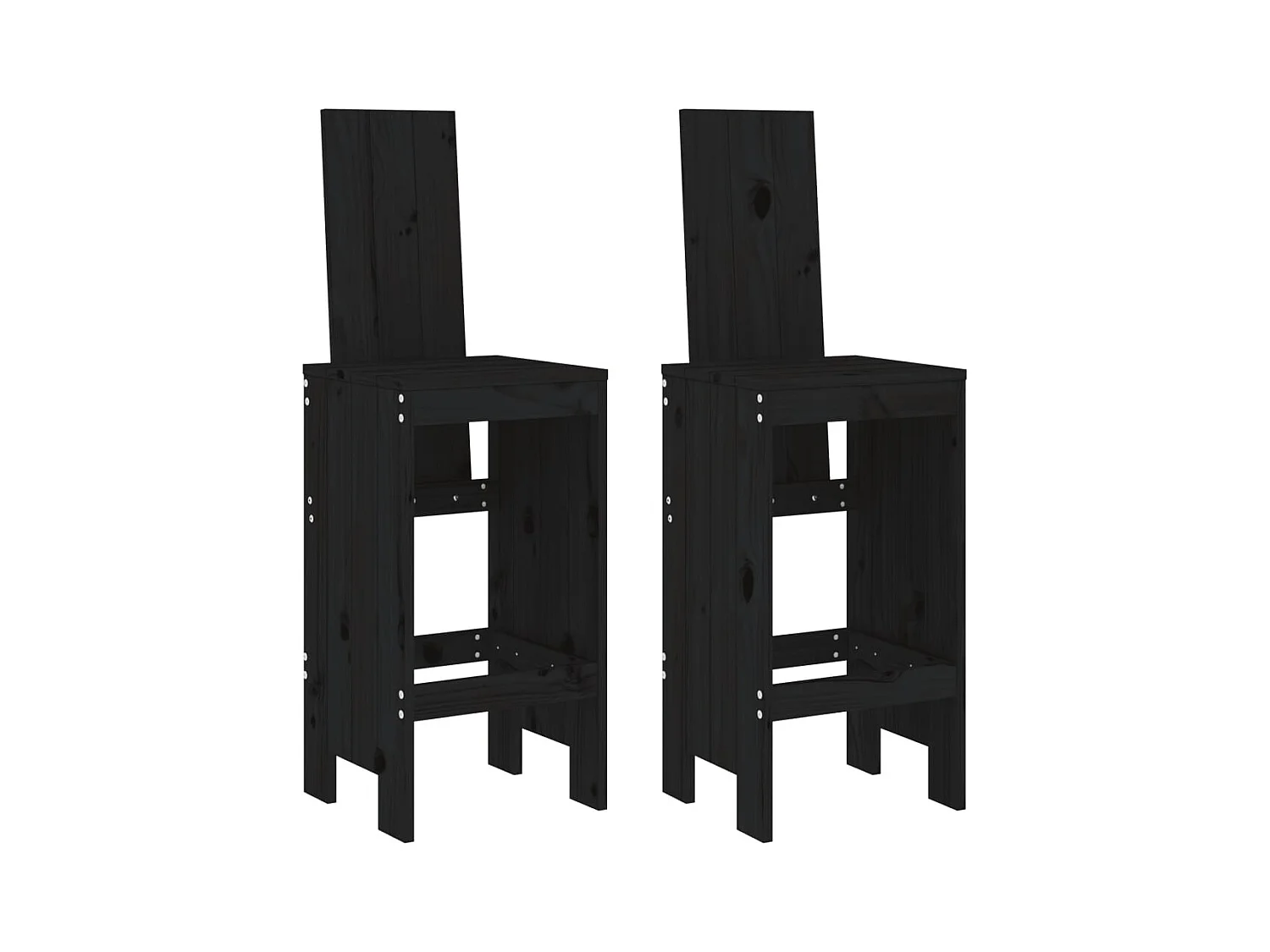 Kelvor  Ensemble de bar de jardin 3 pcs noir bois de pin massif