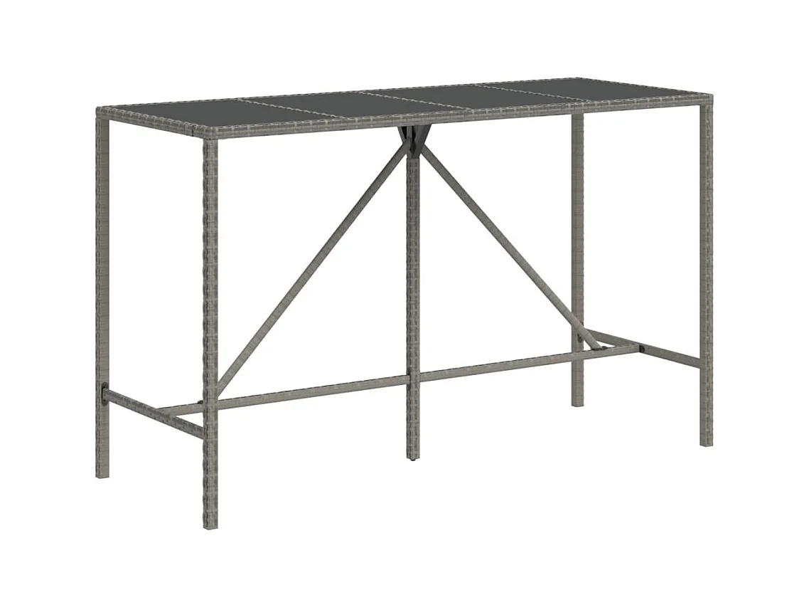 Suisun City  Ensemble de bar de jardin 9 pcs avec coussins gris poly rotin