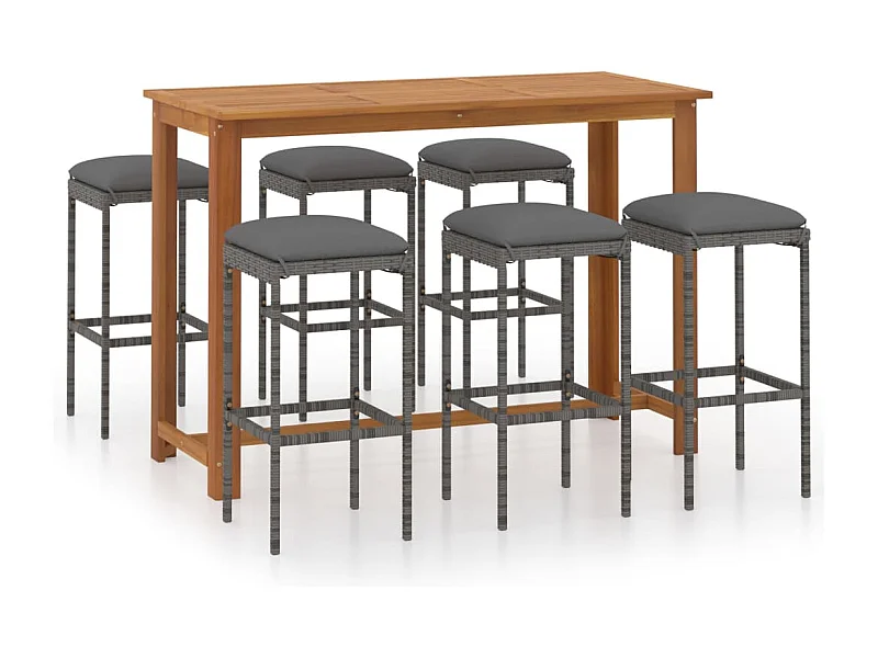 Johns Creek  Ensemble de bar de jardin avec coussins 7 pcs Gris