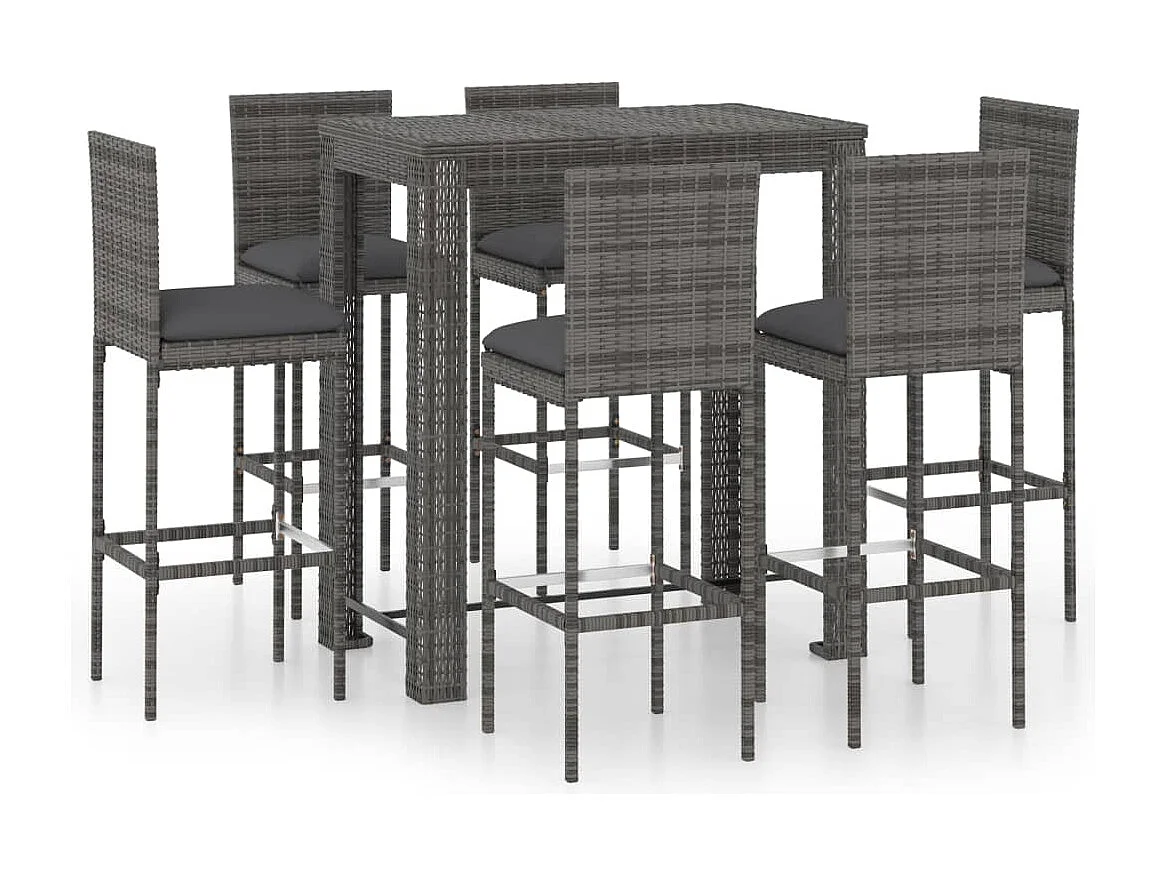 Elk City  7-delige Tuinbarset met kussens poly rattan grijs