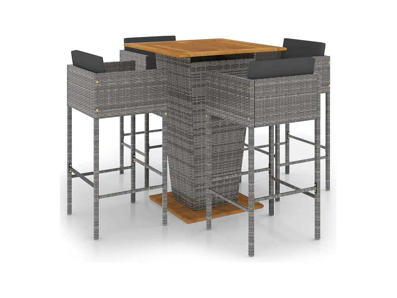 Fairlawn  Ensemble de bar de jardin 5 pcs et coussins Résine tressée Gris