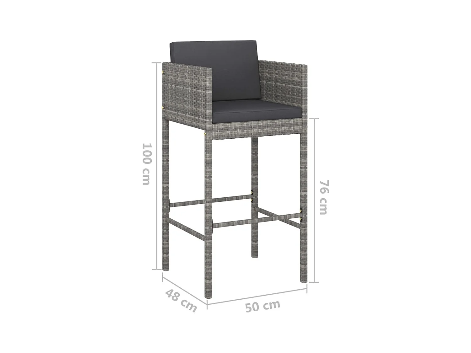 Fairlawn  Ensemble de bar de jardin 5 pcs et coussins Résine tressée Gris