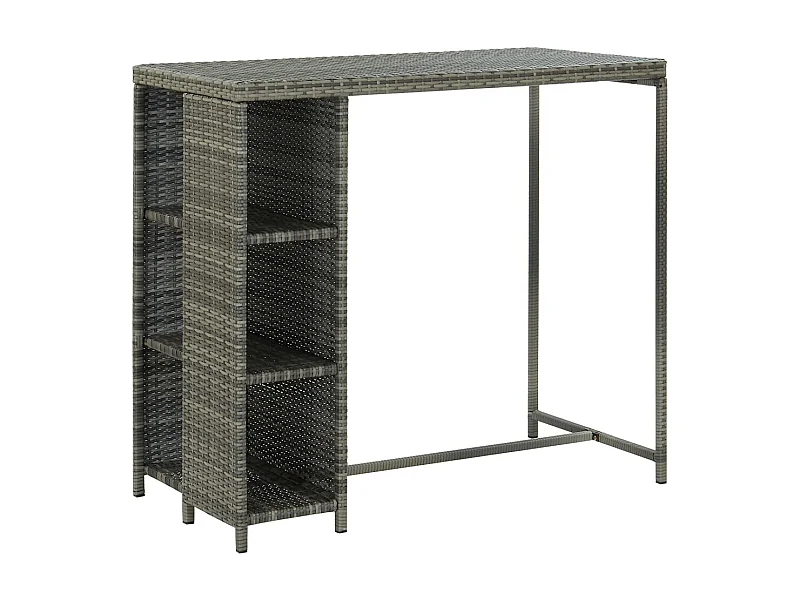 Fehmi  Ensemble de bar de jardin 5 pcs et coussins Résine tressée Gris