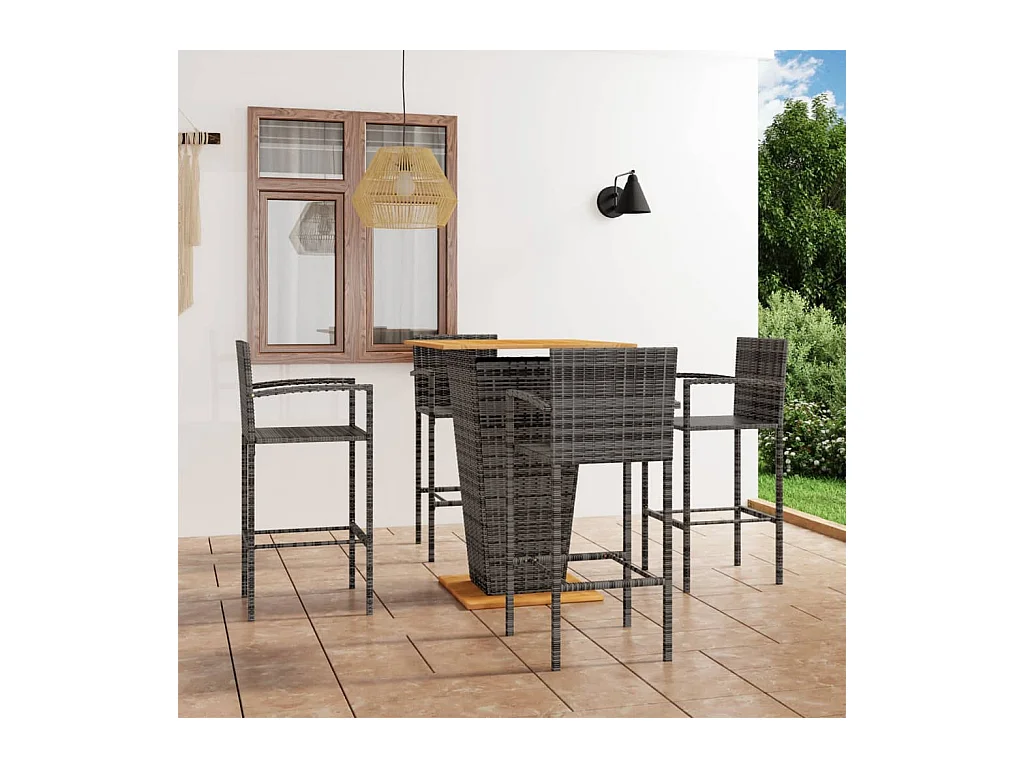 Alan  Ensemble de bar de jardin 5 pcs Gris