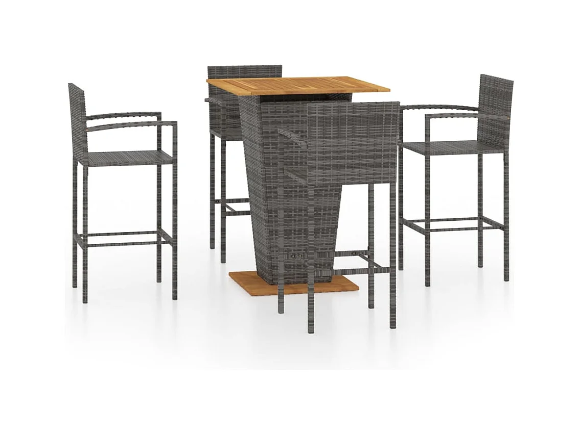 Alan  Conjunto de bar para jardín 5 piezas gris