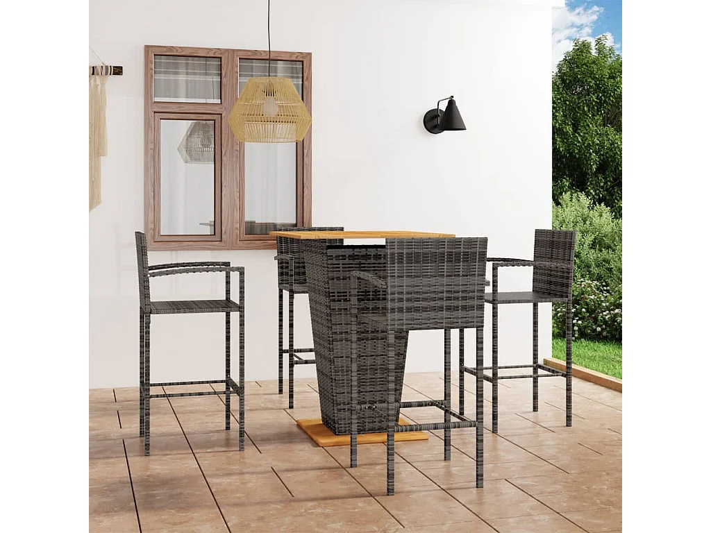 Alan  Ensemble de bar de jardin 5 pcs Gris