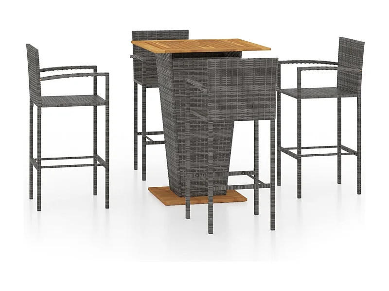 Alan  Ensemble de bar de jardin 5 pcs Gris