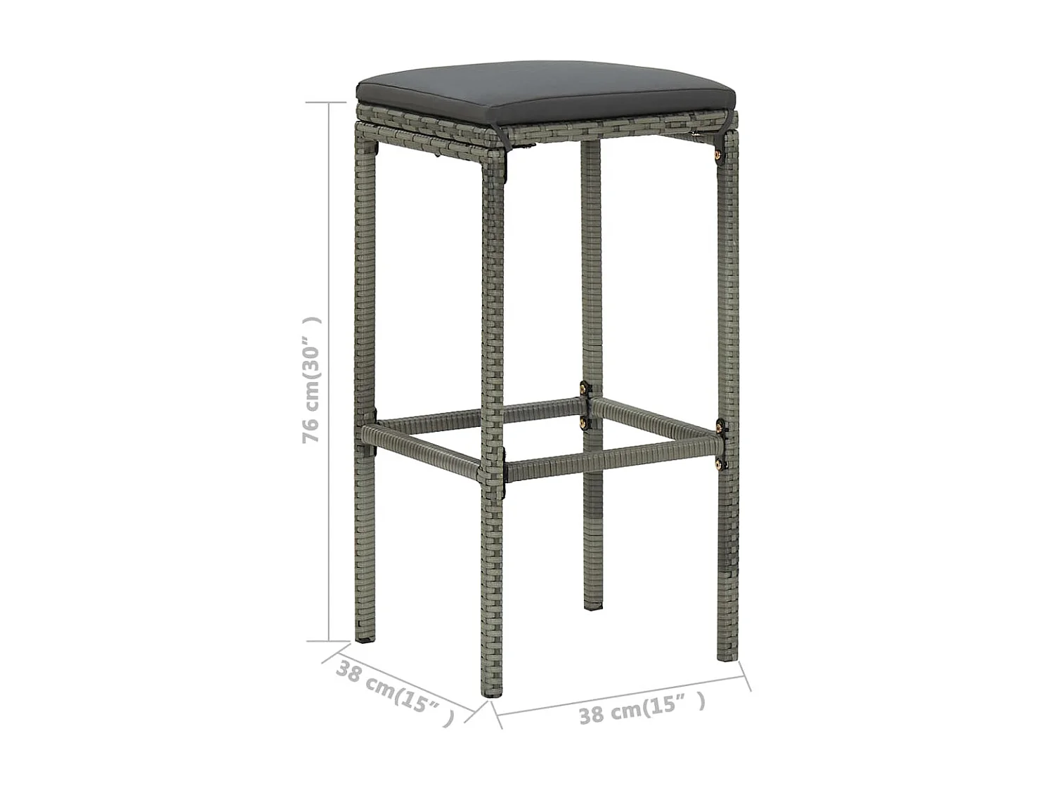 Ballydesmond  Ensemble de bar de jardin avec coussins 4 pcs Gris