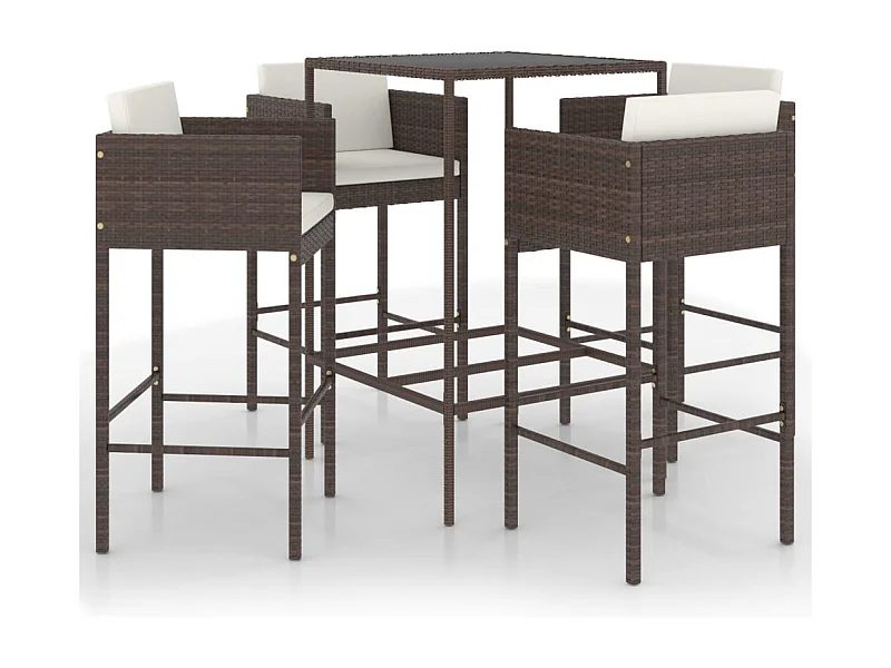 Settimio  5-delige Tuinbarset met kussens poly rattan bruin