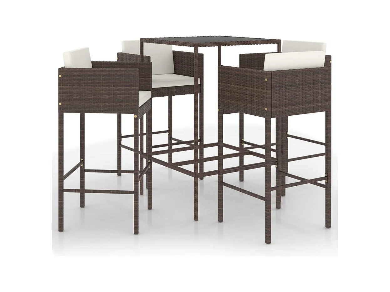 Settimio  Ensemble bar de jardin 5 pcs et coussins Résine tressée Marron