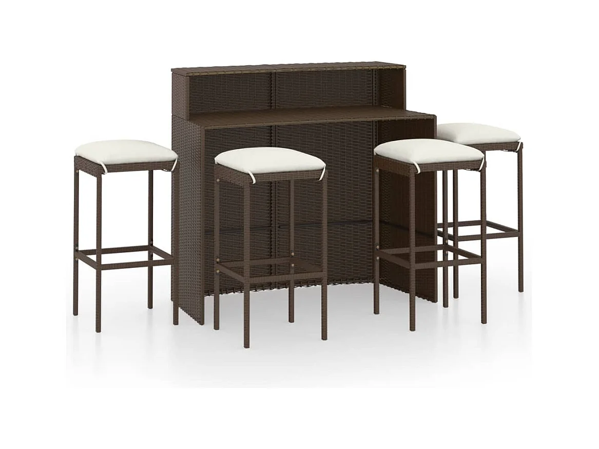 Ballydesmond  Ensemble de bar de jardin avec coussins 5 pcs Marron
