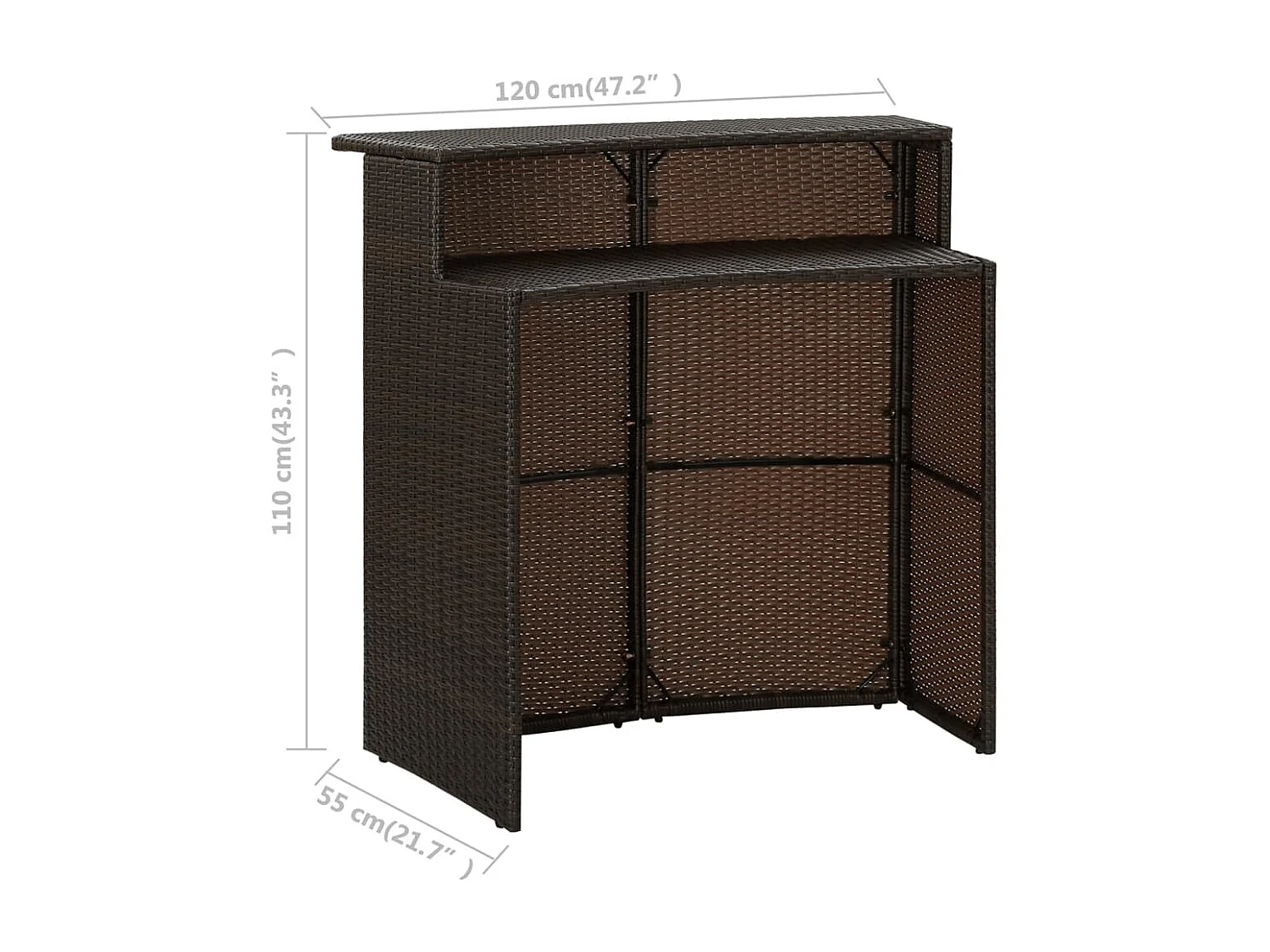 Ballydesmond  Ensemble de bar de jardin avec coussins 5 pcs Marron