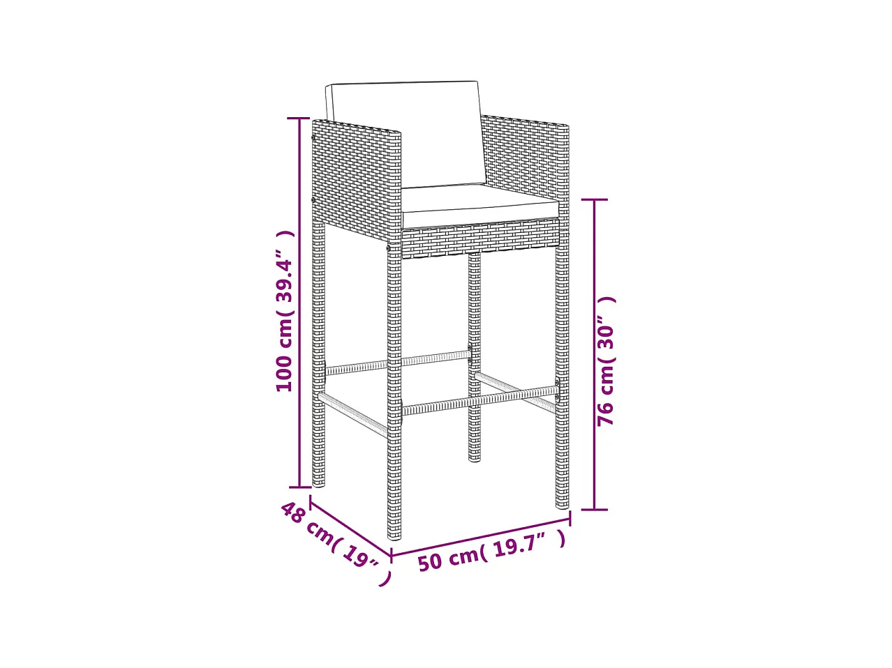Virrat  Ensemble de bar de jardin 5 pcs avec coussins noir poly rotin