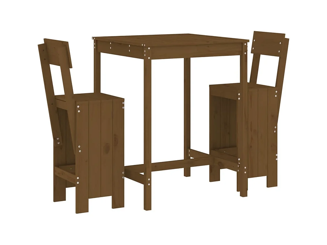 Xalor  Ensemble de bar de jardin 3 pcs marron miel bois pin massif